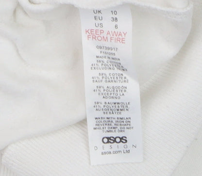 Womens UK Size 10 ASOS Design White Pullover Sweatshirt