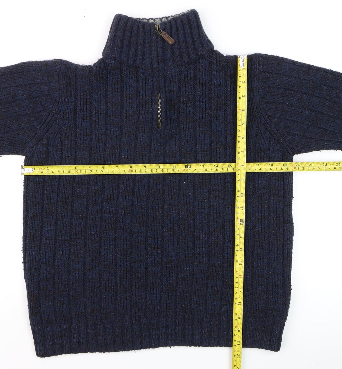 Mens UK Size S Marks and Spencer Blue 1/4 Zip Jumper