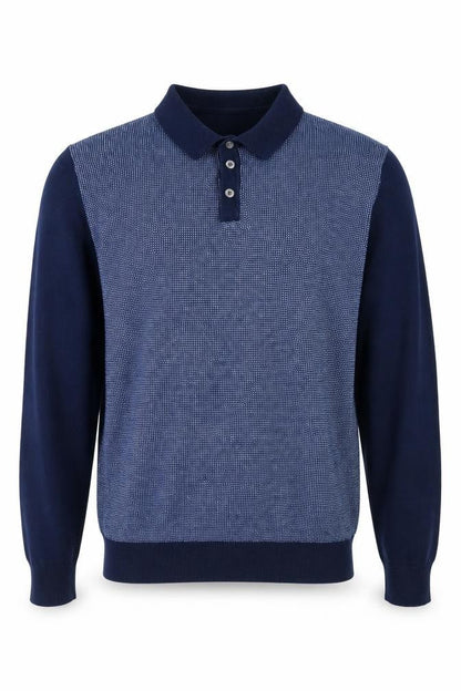 Easy Men’s Blue Collared Henley Knit Jumper Size S