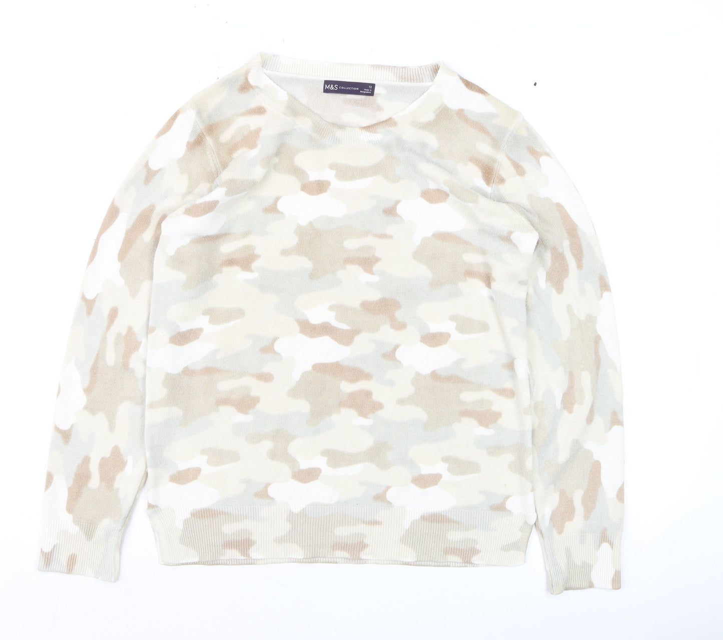 Womens UK Size 12 Marks and Spencer Beige Pullover Jumper