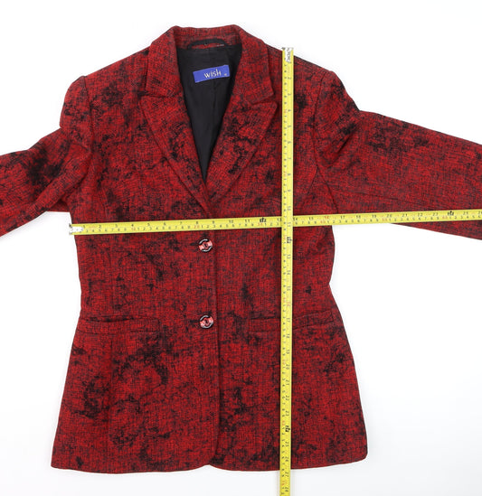 Wish Women Red Blazer Size 12 Classic Tweed Jacket