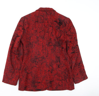 Wish Women Red Blazer Size 12 Classic Tweed Jacket