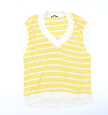 Womens UK Size M Zara Yellow Vest Jumper