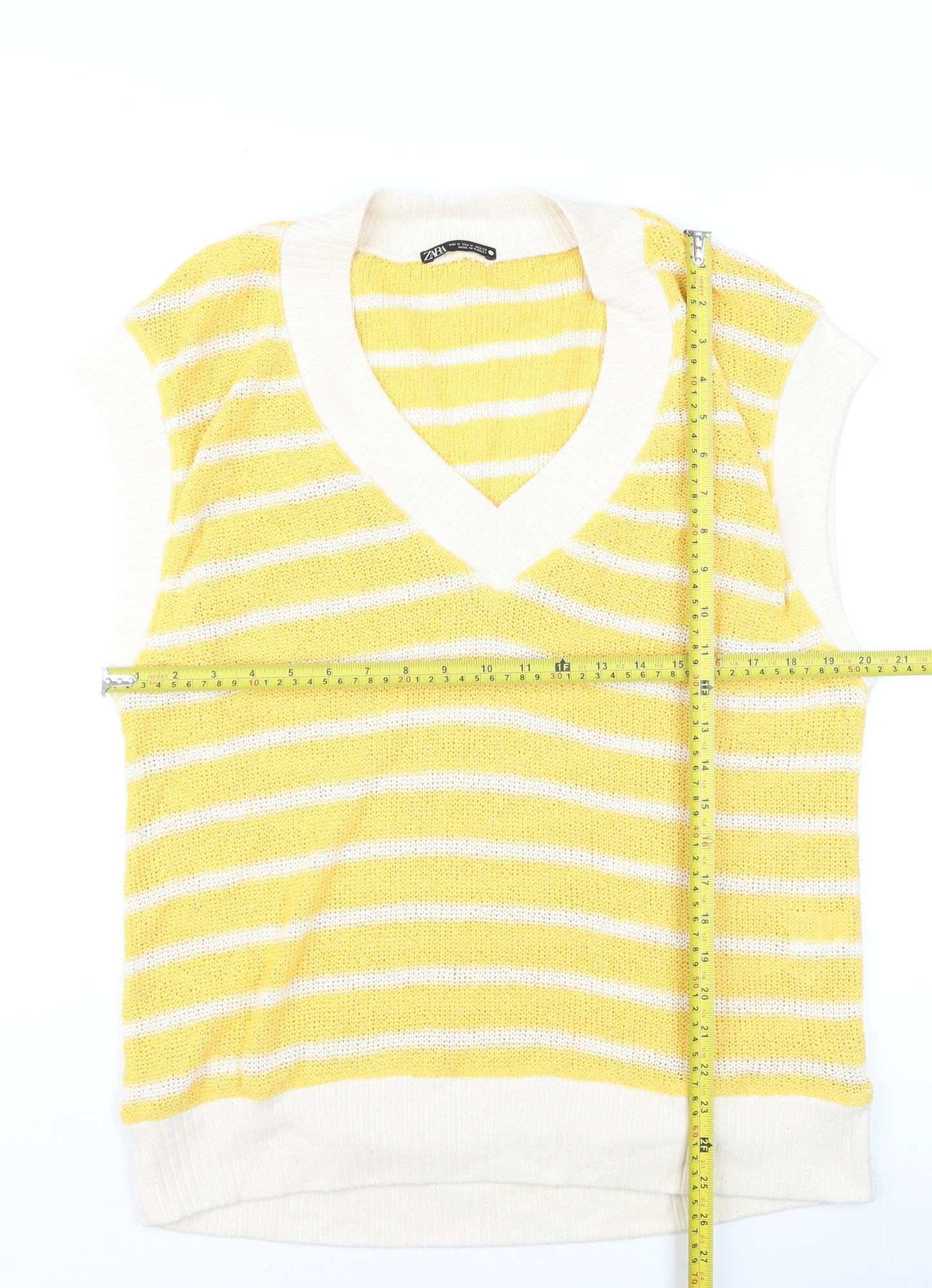Womens UK Size M Zara Yellow Vest Jumper