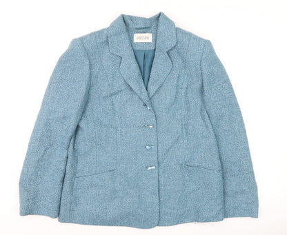 Eastex Womens Blue Wool Tweed Blazer Jacket Size 14