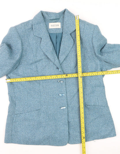 Eastex Womens Blue Wool Tweed Blazer Jacket Size 14
