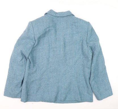 Eastex Womens Blue Wool Tweed Blazer Jacket Size 14