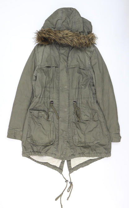 Womens UK Size 8 Papaya Weekend Green Parka Coat