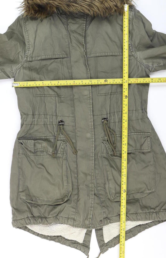 Womens UK Size 8 Papaya Weekend Green Parka Coat