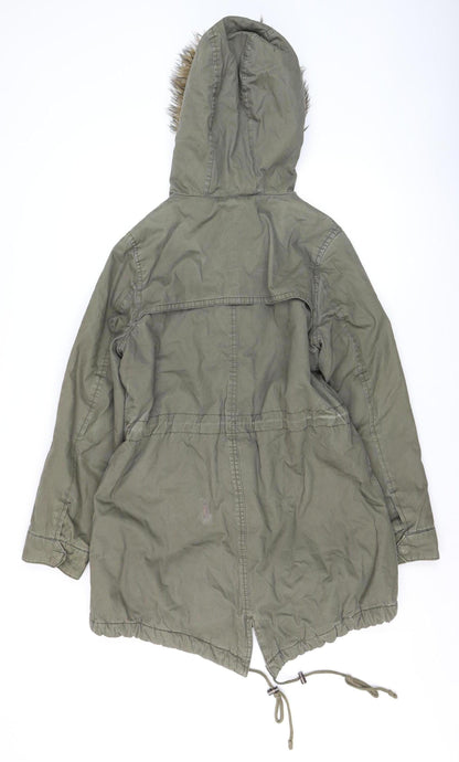 Womens UK Size 8 Papaya Weekend Green Parka Coat