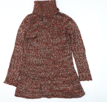 Wear With Pride Women's Brown Roll Neck Chunky Knit Jumper Size M