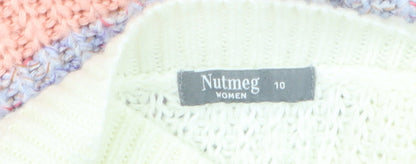 Nutmeg Women Multicoloured Size 10 Chunky Knit Pullover Jumper