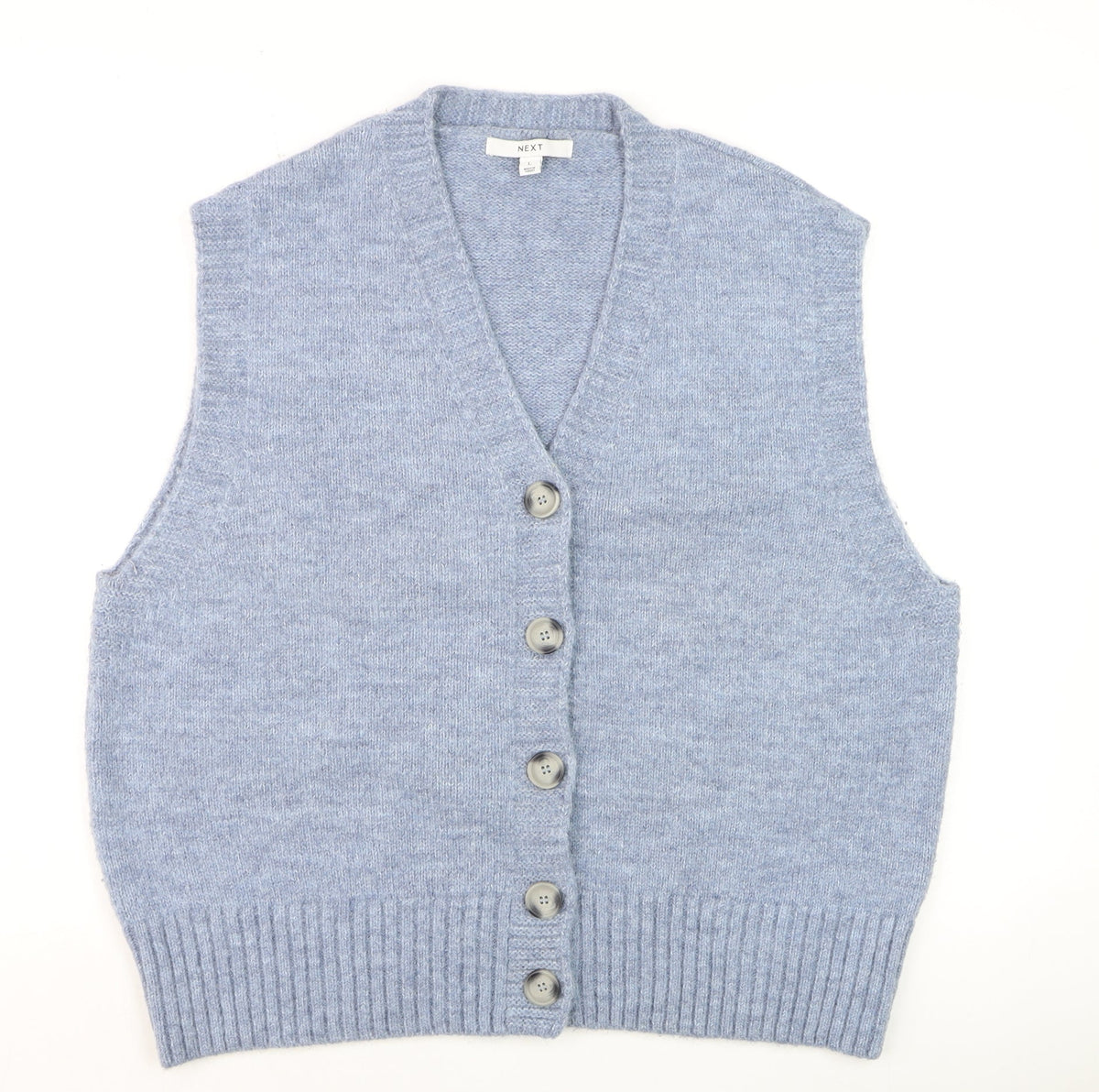 Next Men’s Blue Knit Button Vest Jumper L Acrylic Blend