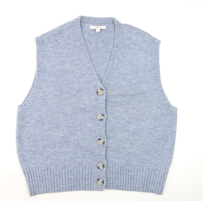Next Men’s Blue Knit Button Vest Jumper L Acrylic Blend
