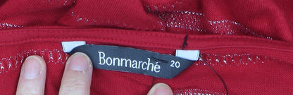 Womens UK Size 20 Bonmarché Red Basic T-Shirt