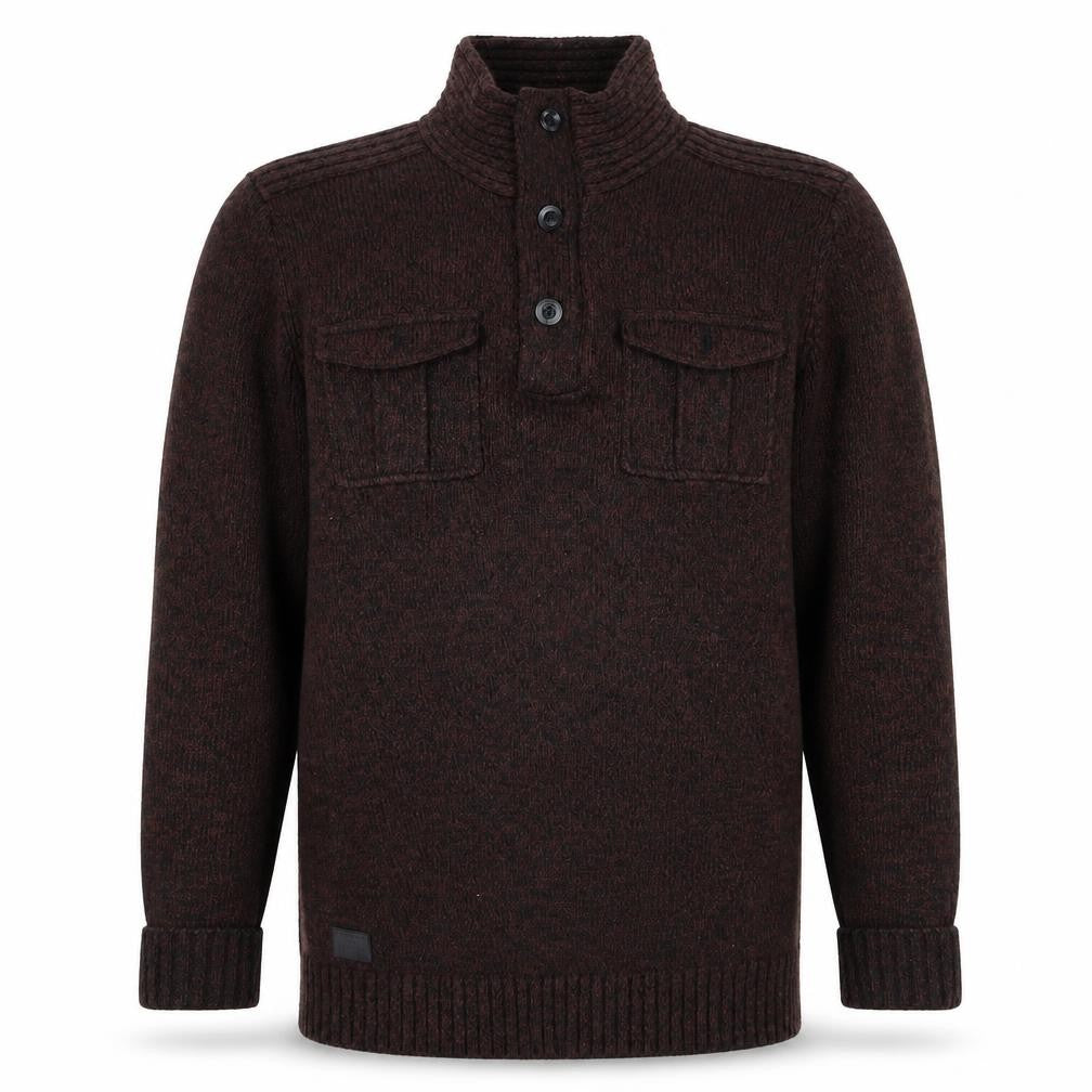 Mens UK Size M Dissident Brown Henley Jumper