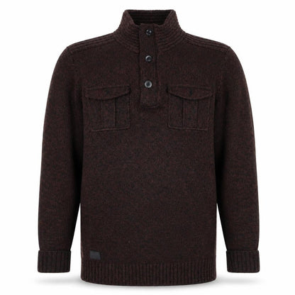 Mens UK Size M Dissident Brown Henley Jumper