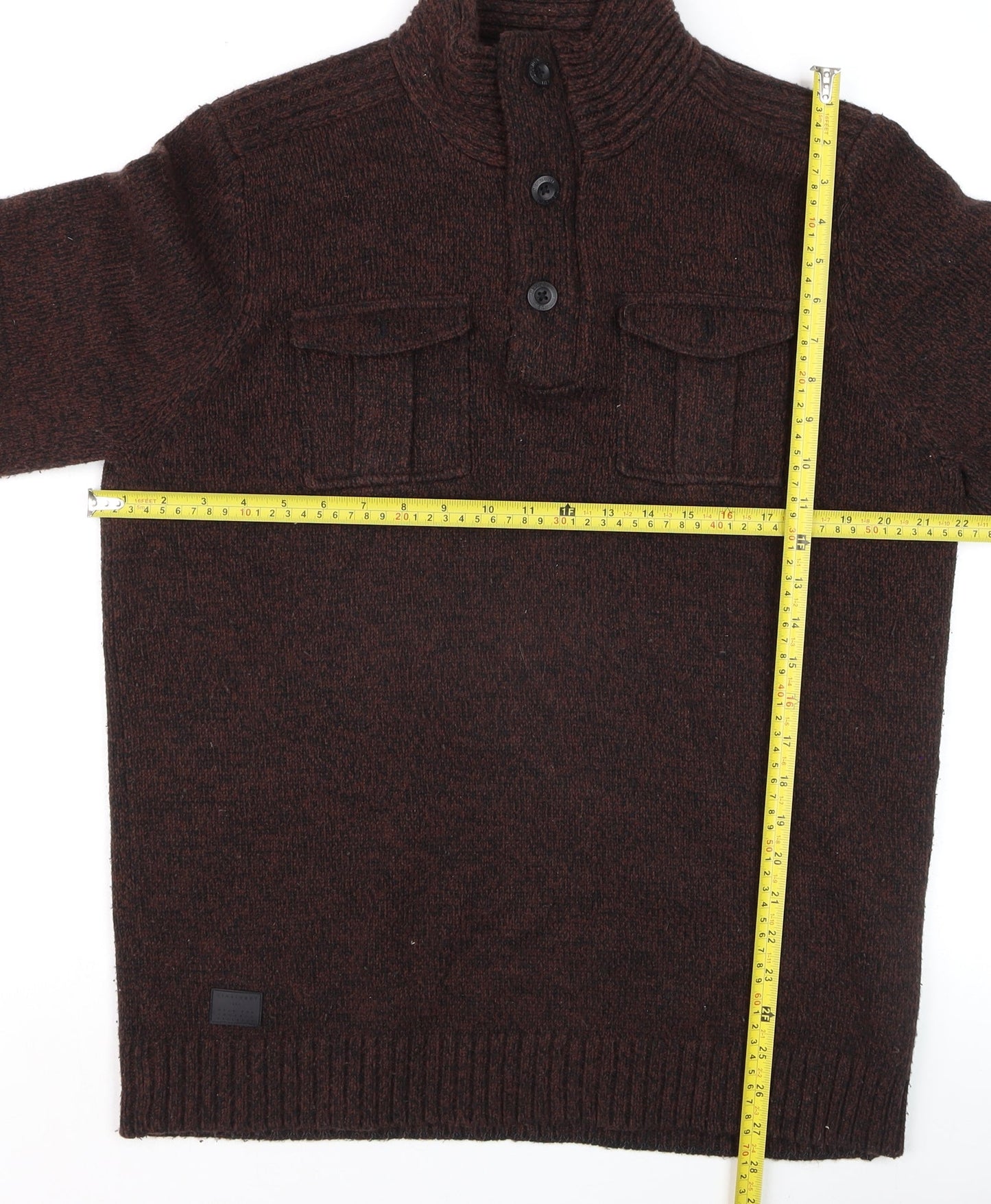 Mens UK Size M Dissident Brown Henley Jumper