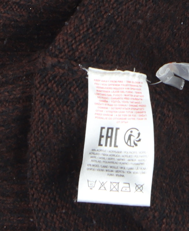 Mens UK Size M Dissident Brown Henley Jumper