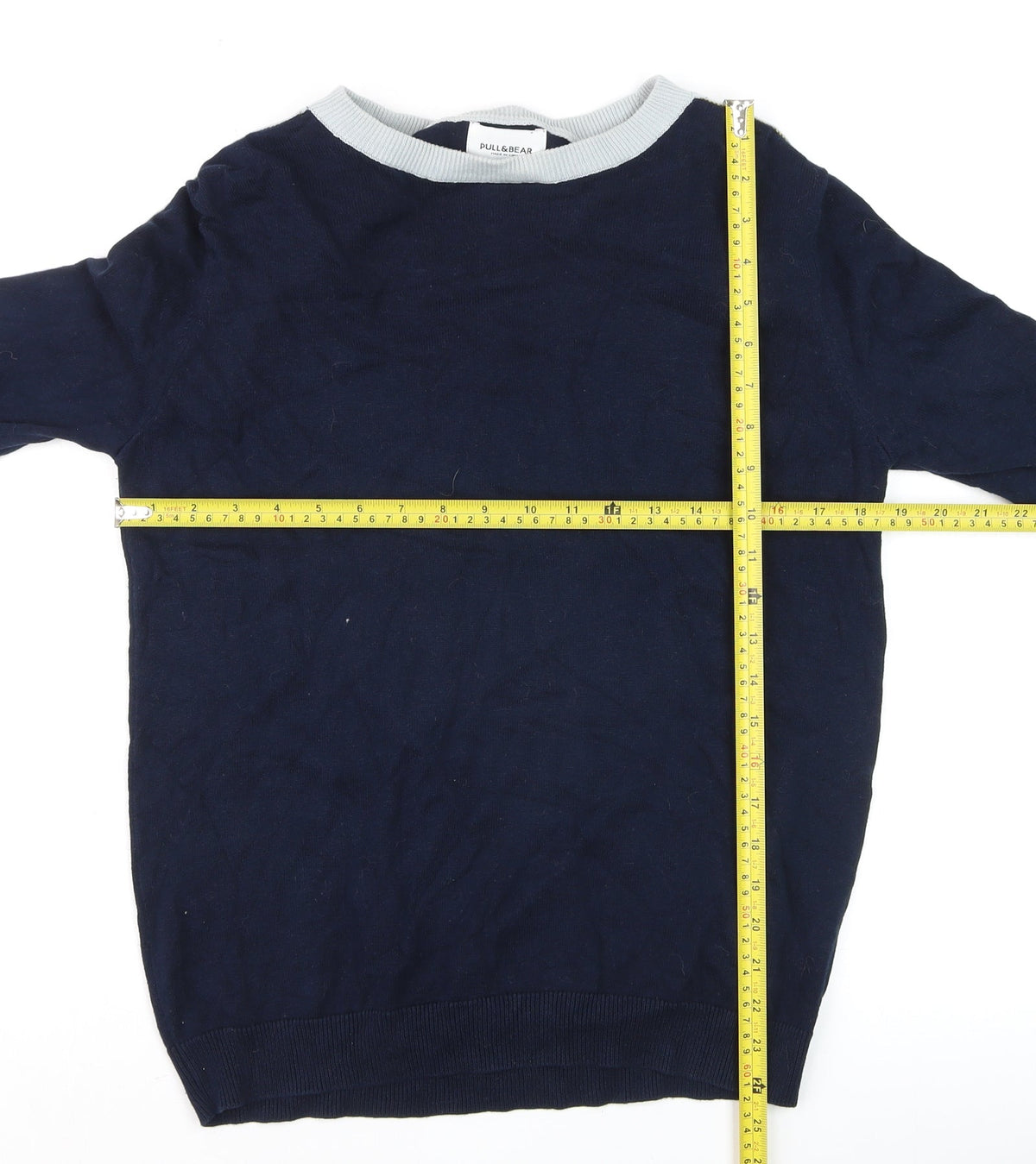 Mens UK Size M Pull&Bear Blue Pullover Jumper