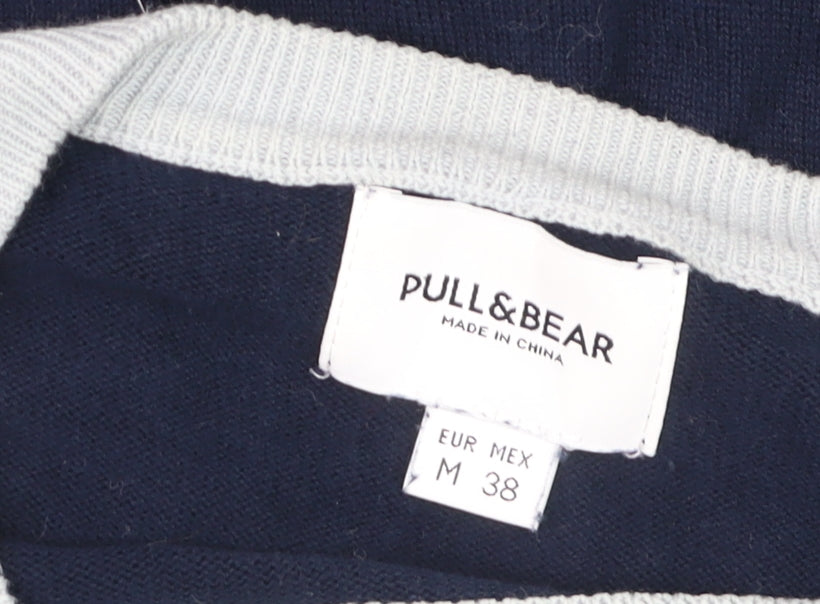 Mens UK Size M Pull&Bear Blue Pullover Jumper