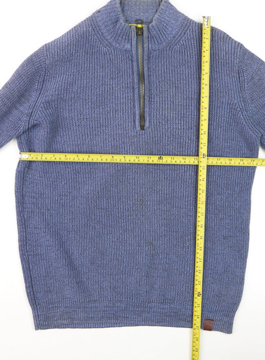 Mens UK Size M Camel Active Blue 1/2 Zip Jumper