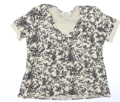 Womens UK Size XL BASSINI Beige Basic T-Shirt
