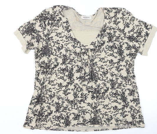Womens UK Size XL BASSINI Beige Basic T-Shirt