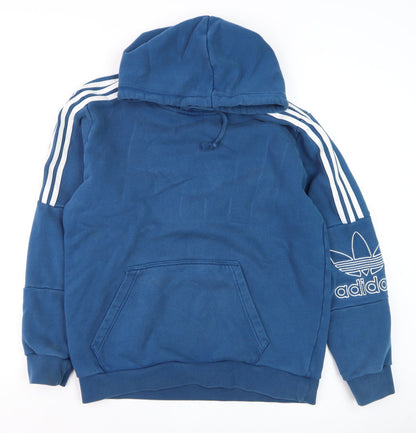 Mens UK Size M adidas Blue Pullover Hoodie