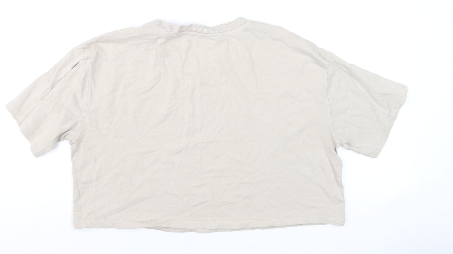 Womens UK Size M Zara Beige Cropped T-Shirt