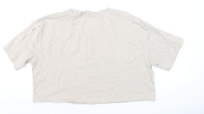 Womens UK Size M Zara Beige Cropped T-Shirt