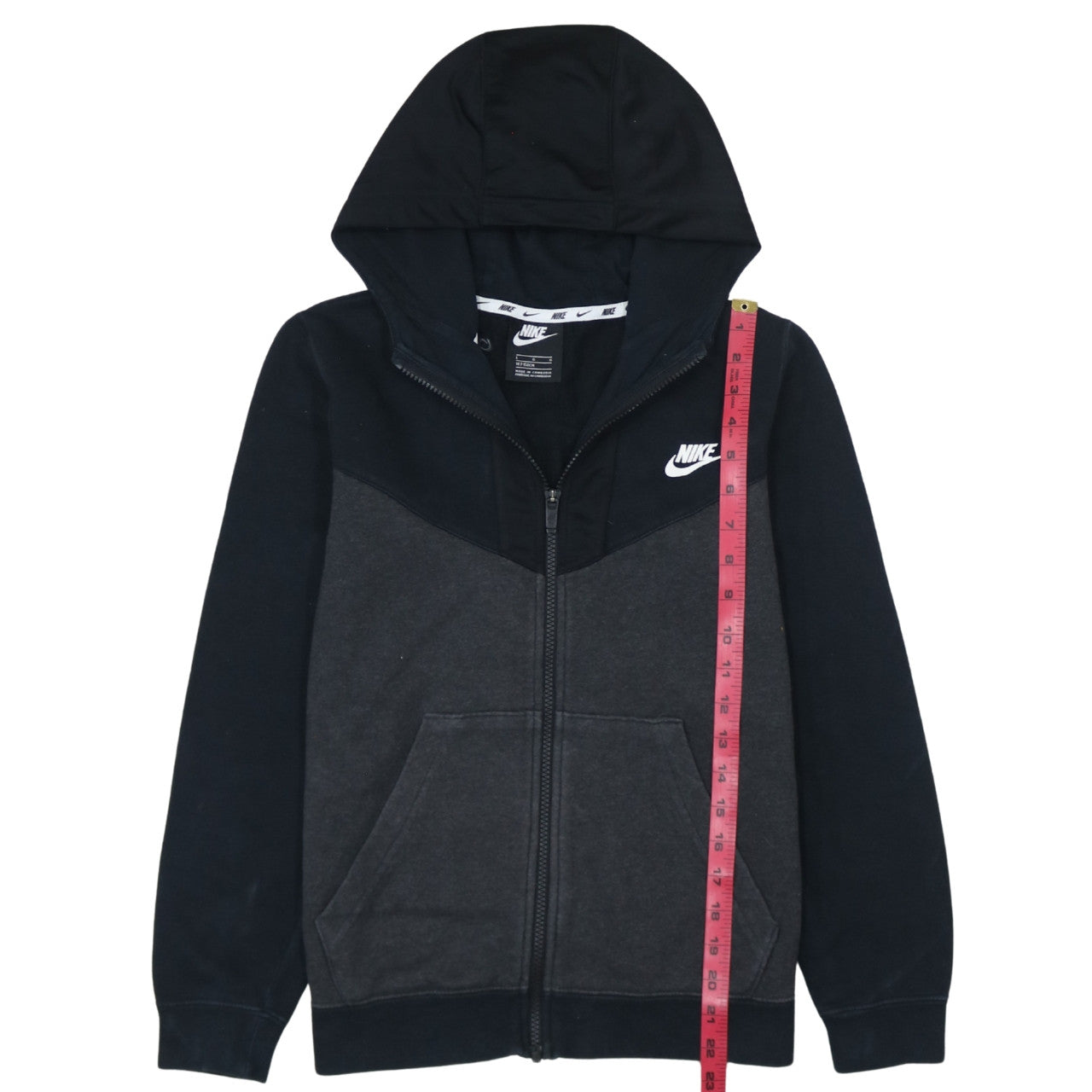 Nike Boys Black Full Zip Fleece Hoodie Size 158 Logo Sportswear