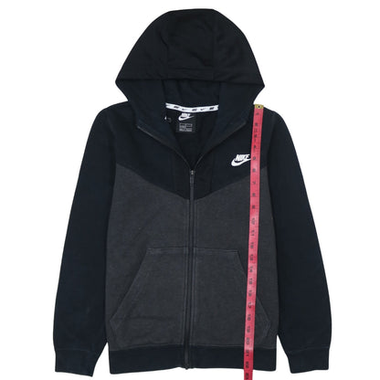 Nike Boys Black Full Zip Fleece Hoodie Size 158 Logo Sportswear