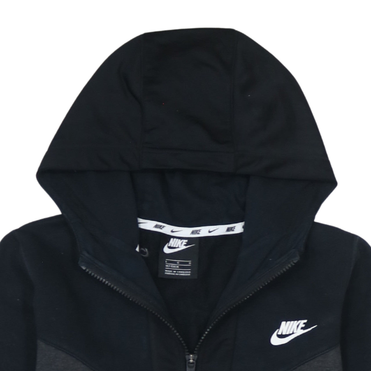 Nike Boys Black Full Zip Fleece Hoodie Size 158 Logo Sportswear