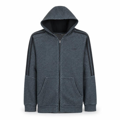 Front view of Adidas boys’ grey full zip fleece hoodie, size 13-14, years