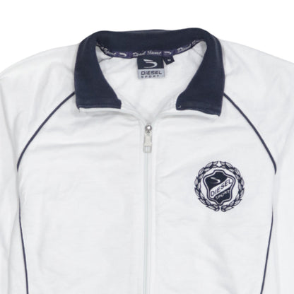 Diesel Men's White Track Jacket M Sports Zip Athletic Top
