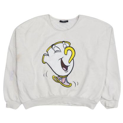 Womens UK Size M Bershka White Pullover Sweatshirt