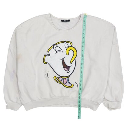 Womens UK Size M Bershka White Pullover Sweatshirt