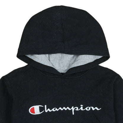 Champion Boys Black Pullover Hoodie L Logo Embroidered Fleece Sweatshirt