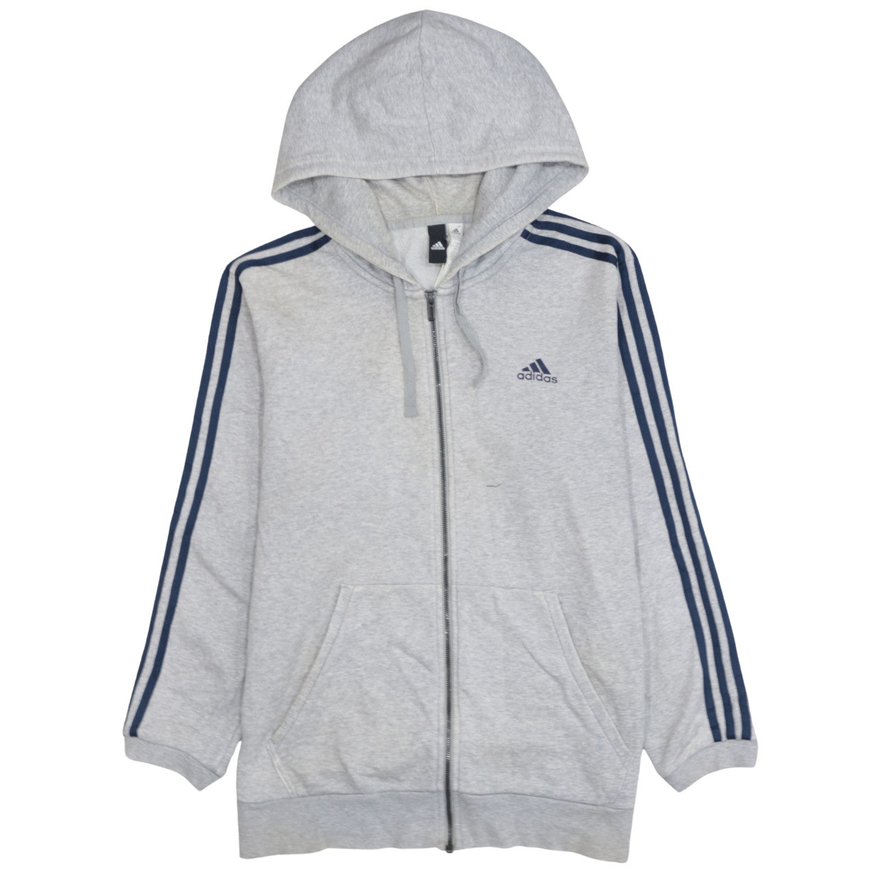 Mens UK Size L adidas Grey Full Zip Hoodie