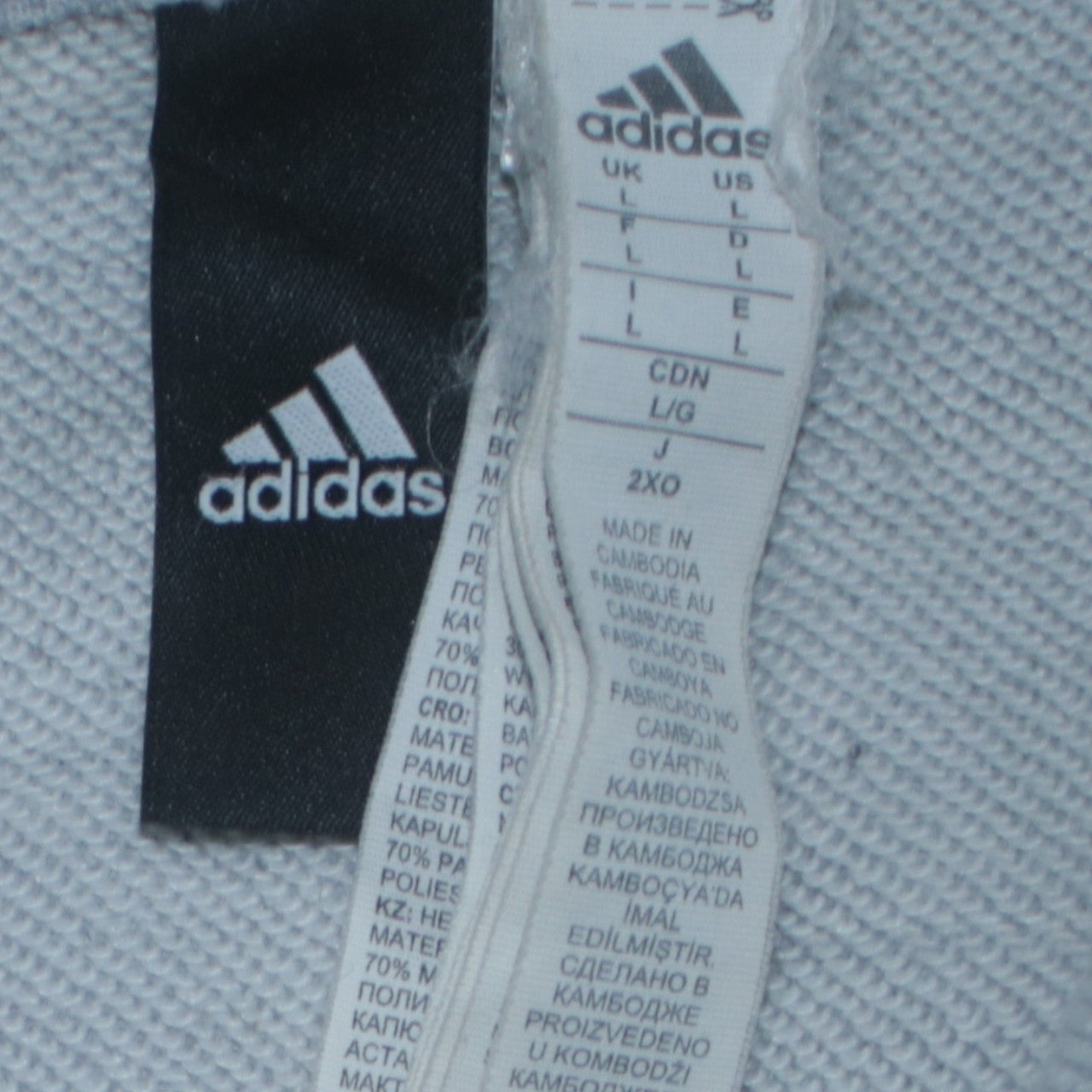 Mens UK Size L adidas Grey Full Zip Hoodie