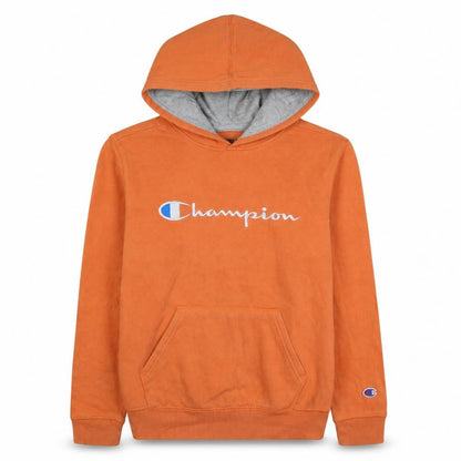 Champion Boys Orange Pullover Hoodie Large Cotton Blend Logo Sweatshirt