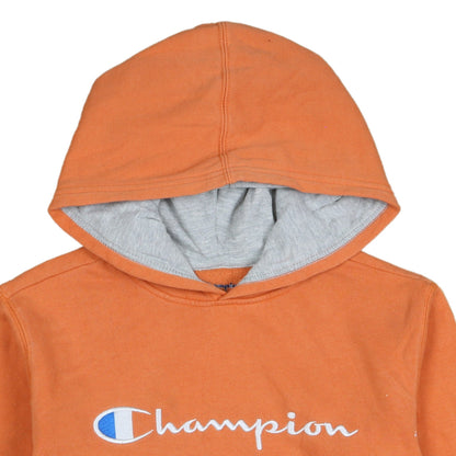 Champion Boys Orange Pullover Hoodie Large Cotton Blend Logo Sweatshirt