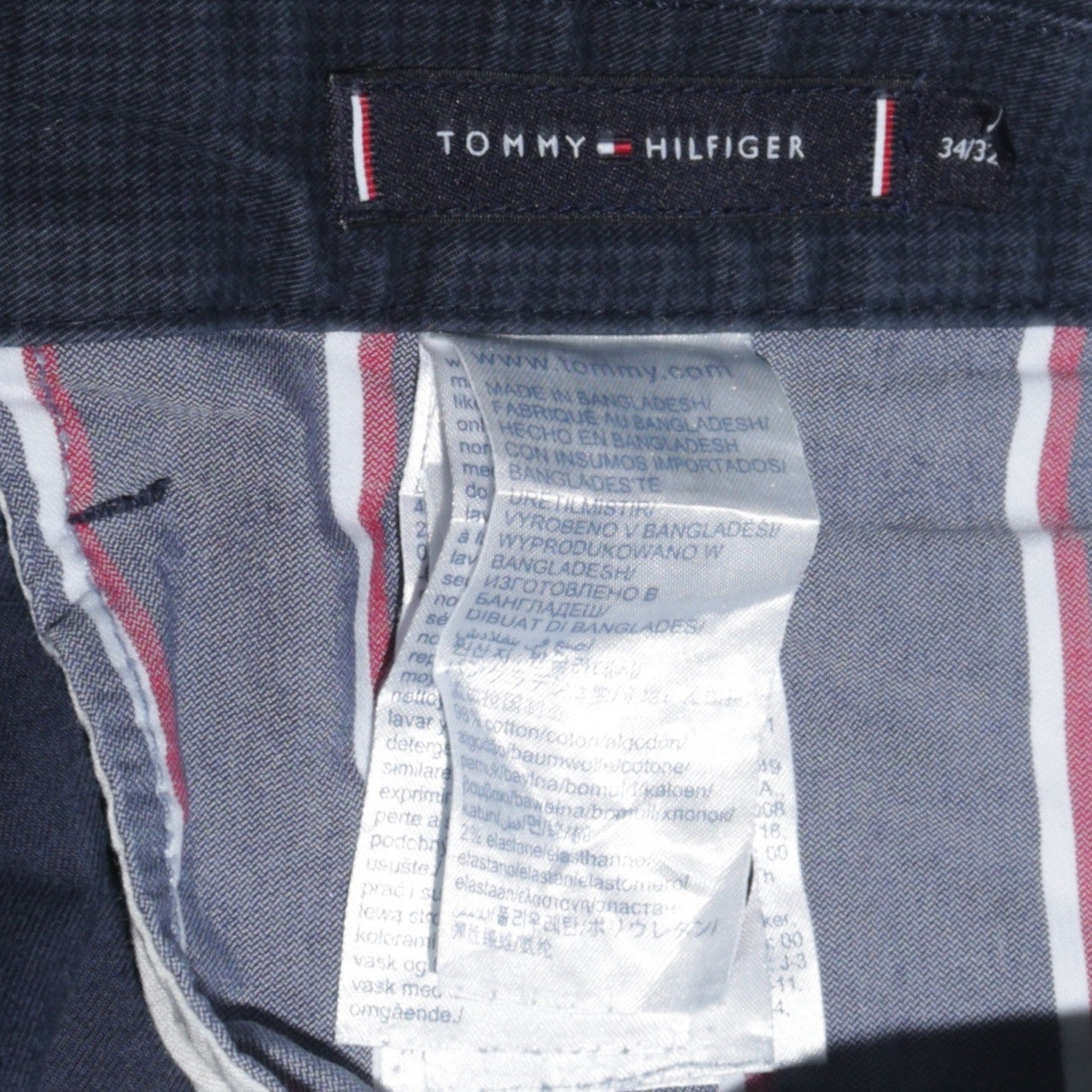 Mens UK Size 34 Tommy Hilfiger Regular Fit Chino Blue Trousers