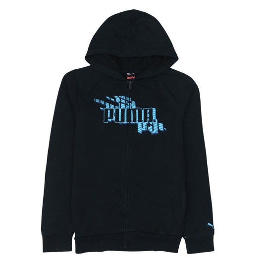 Puma Boys Black Full Zip Hoodie Sweatshirt Size 13-14 Years Cotton Blend