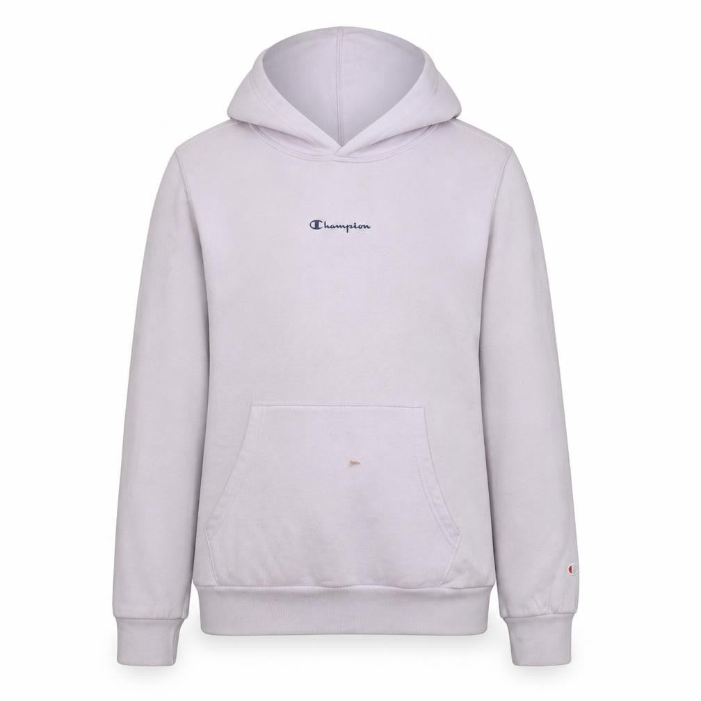 Front view of Champion girls’ pink pullover hoodie 15-16 years cotton blend logo sweatshirt