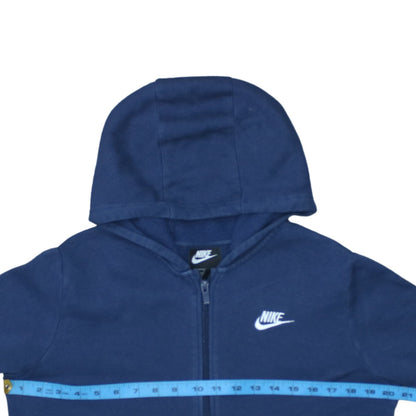 Nike Boys Blue Full Zip Fleece Hoodie XL 158-170cm Logo Casual Sportswear