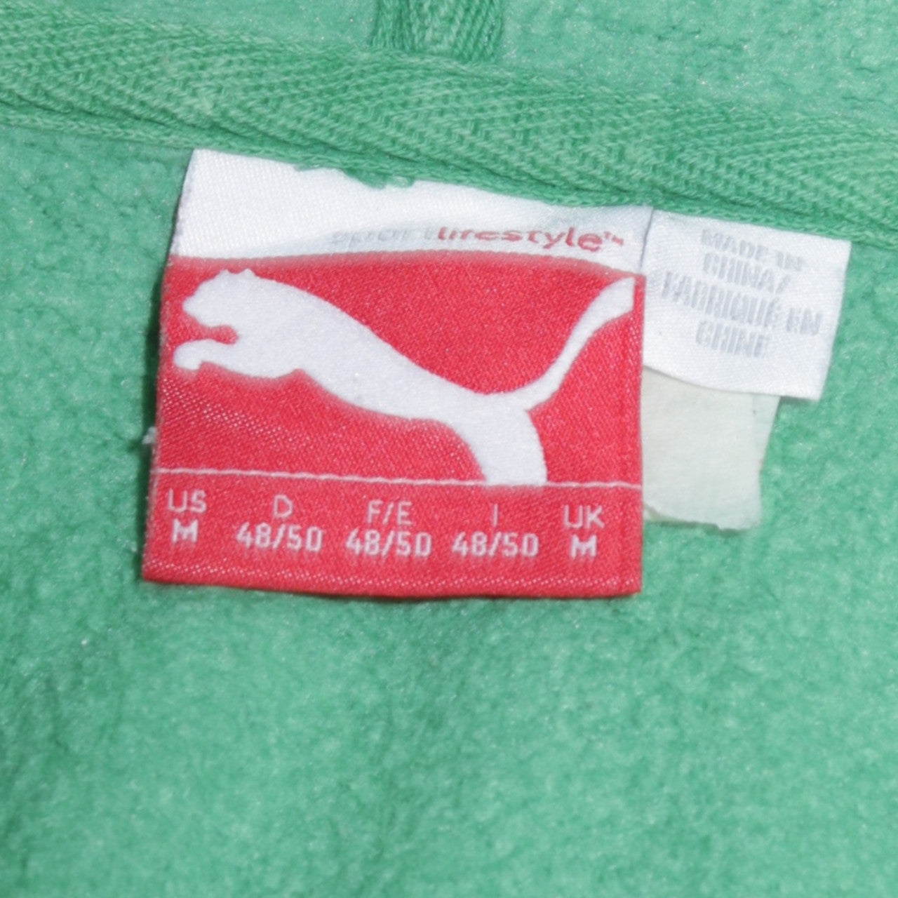 Mens UK Size M PUMA Green Full Zip Hoodie
