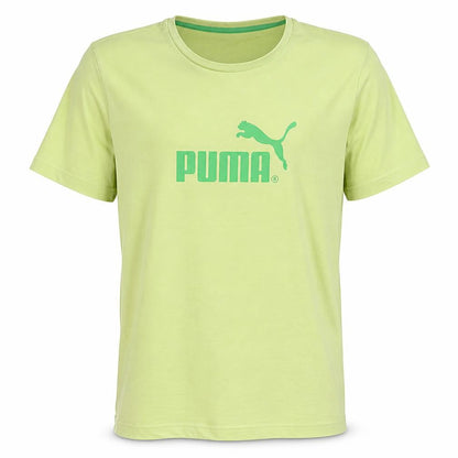 Front view of Puma Men's Green Cotton Crew Neck Sports T-Shirt M