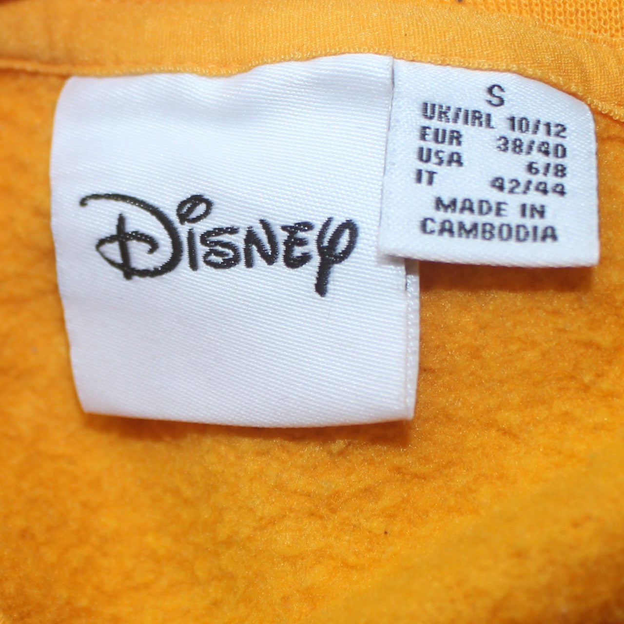 Womens UK Size S Disney Yellow Pullover Sweatshirt